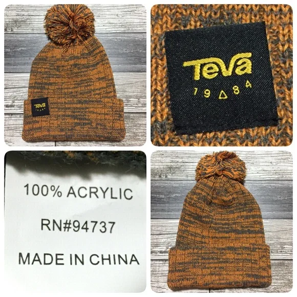 Teva | Accessories | Teva Beanie Mens One Size Orangegray  display picture 3